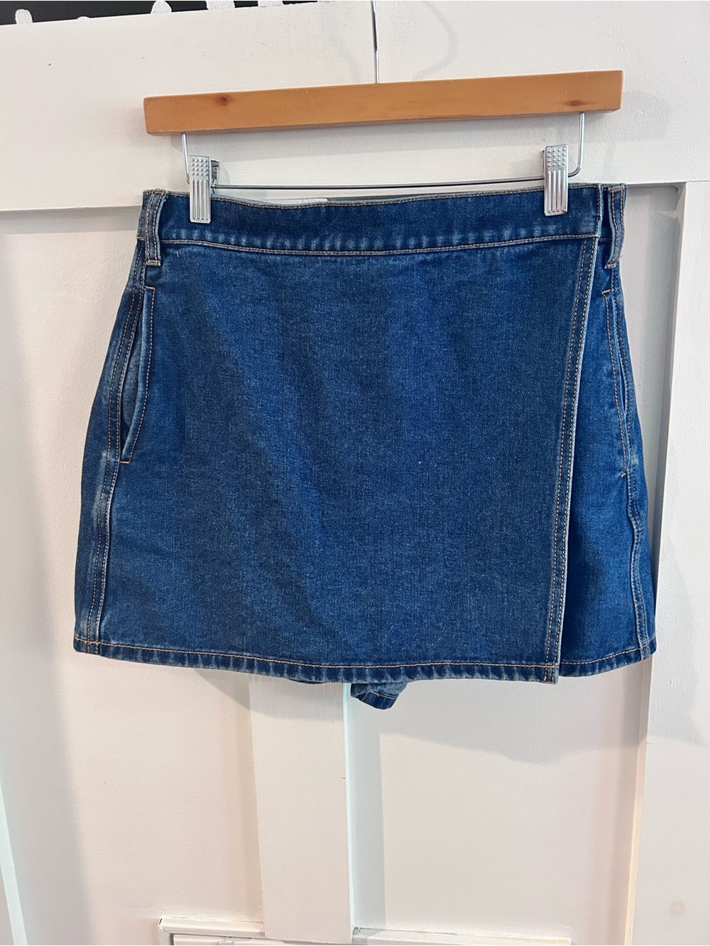 Veronica Beard Jeans Denim Wrap Skort Mini Shorts Blue Size 8